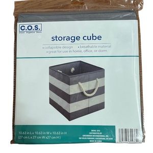 Striped Fabric Storage Tote Box with Handles NWT